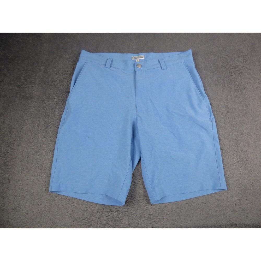 Peter Millar Crown Sport Mens Blue Performance Golf Shorts Size 33 Camo Pockets